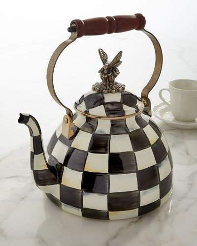 MacKenzie-Childs Courtly Check 3-Quart Tea Kettle with Butterfly  #ad Mckenzie And Childs, Courtly Check, Elements Of Style, Fresh Cut Flowers, Mackenzie Childs, Ceramic Dishes, Tea Kettle, Food Network, Tea Pot