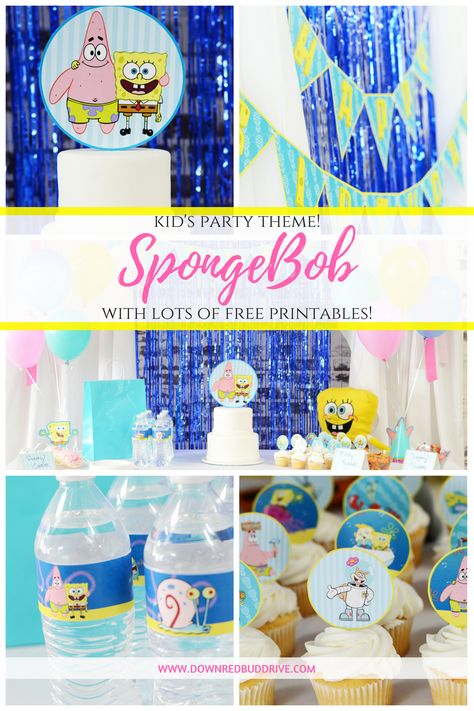 Spongebob Free Printables, Spongebob Party Printables, Free Printable Spongebob Food Labels, Spongebob Party Printables Free, Spongebob Printables, Spongebob Birthday Decorations, Spongebob Birthday Ideas, Spongebob Party Games, Spongebob Party Food