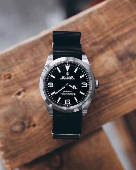 Andrew B. | The Rolex Explorer on Instagram: “A great shot of the Rolex Explorer on black NATO strap from @barkandjack . Credits to @chrismackriddell . #explorer1 #watchshot…” Explorer 1, Field Watches, Rolex Explorer, Nato Strap, Luxury Watches For Men, Cool Watches, Luxury Items, Luxury Watches, Rolex Watches