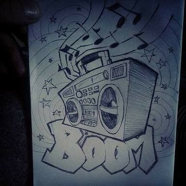 90s Drawings Ideas, Boom Box Drawing, 90s Drawings, 90s Sketch, Boombox Drawing, Cartoon Drawing Style, 80s Graffiti, 90s Artists, Rap Art