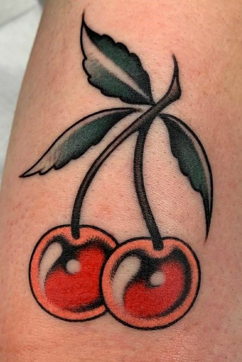 Candy Tattoo, Traditional Flowers, Traditional Tattoo Flowers, Cherry Tattoos, Tattoo Apprenticeship, Traditional Tattoo Design, Pin Up Tattoos, Traditional Tattoo Art, Tattoo Portfolio