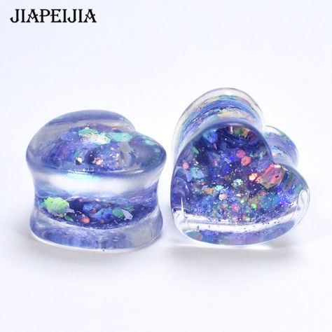 Tapers And Plugs, Small Gauges, Ear Tunnels, Color Heart, Ear Gauges, Ear Piercing, Colorful Heart, Bright Color, Quality Jewelry