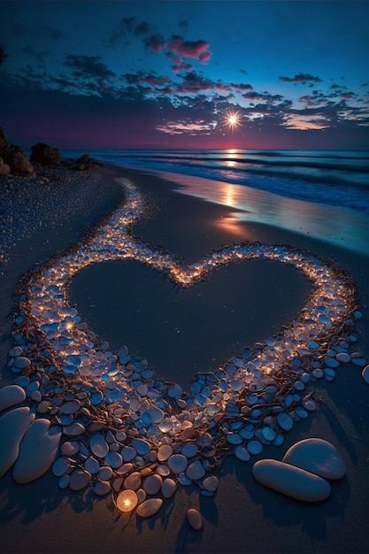 Heart made out of rocks on the beach gen... | Premium Photo #Freepik #photo #sun-beach #coast #shore #sea-shore Glass Stone Beach, Glass Rock Beach, Heart On Beach, Ipad Quotes, Stones Pictures, Beach Cartoon, Games Aesthetic, Heart Shaped Rocks, Beach Heart