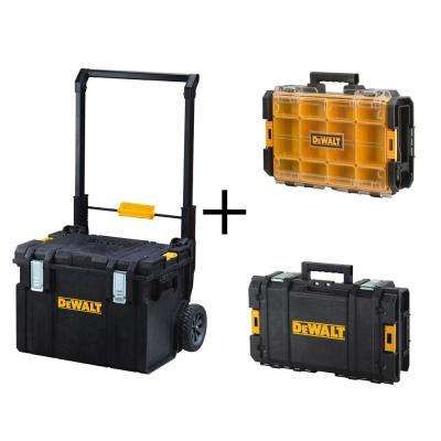 ToughSystem DS450 22 in. 17 Gal. Mobile Tool Box, DS130 Tool Box and Small Parts Organizer Combo Set (3 Components) Portable Tool Boxes, Dewalt Tool Box, Cantilever Tool Box, Mobile Tool Box, Machinist Tool Box, Dewalt Tough System, Small Tool Box, Parts Organizer, Small Parts Organizer