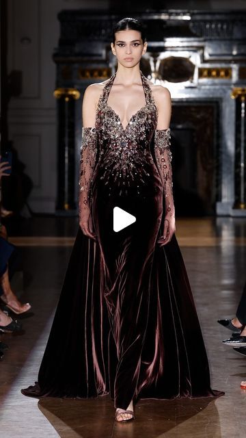 ZUHAIR MURAD on Instagram: "Embroidered in pearls and crystals, the brown velvet gown makes an entrance on the runway during the ZUHAIR MURAD Couture Fall 2024 show.

#ZMCouture
#ZuhairMurad" Elie Saab Couture Zuhair Murad Dresses, Zuhair Murad Dresses, Zuhair Murad Couture, Elie Saab Couture, Velvet Gown, Brown Velvet, Zuhair Murad, Elie Saab, Fall 2024