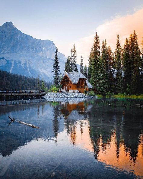 The sun rises and the lake is calm in Yoho National Park.  Photo by @jguzmannn #Canada Summer Vs Winter, Yoho National Park, Good Night Moon, Lake Forest, Cool Landscapes, Favorite Season, Mountain Lake, Personal Project, Travel Planner