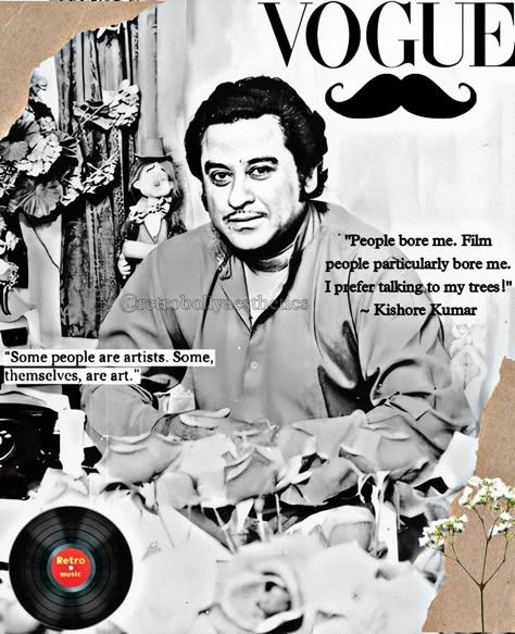 Kishore Kumar Quotes, Kishore Kumar Aesthetic, Kishore Kumar Songs, Hd Wallpaper Quotes, Bollywood Retro, Old Film Stars, Gayatri Devi, Printable Wall Collage, Kumar Sanu