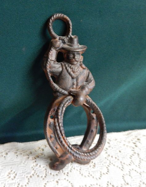 Cowboy Door, Fontanini Nativity, Holiday Dinnerware, Iron Gifts, Glass Milk Bottles, Nail Holes, Door Knocker, Door Knockers, Shaker Style