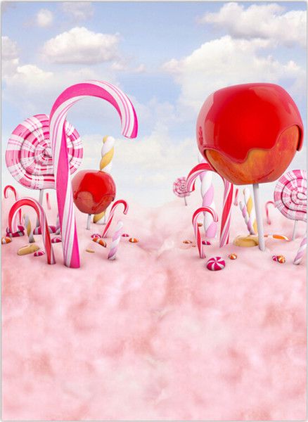 Candyland Aesthetic, Candy Backdrop, Sweets Background, Cloud Floor, Background Candy, Floral Backdrops, Candy Background, Light Blue Sky, Wattpad Background