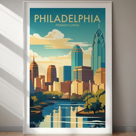 MarkedArtPrints - Etsy UK Philly Poster, Philadelphia Travel, Philadelphia Poster, World Of Wanderlust, Poster City, Philadelphia Pennsylvania, Wakefield, Poster Poster, City State