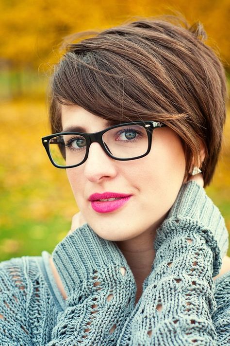 short hairstyles with glasses - Google Search Glasses Portrait, Hairstyles With Glasses, Shaggy Bob, Cute Short Haircuts, Short Brown Hair, Hair Styles 2014, 2015 Hairstyles, Pixie Hair, Short Hairstyles For Thick Hair