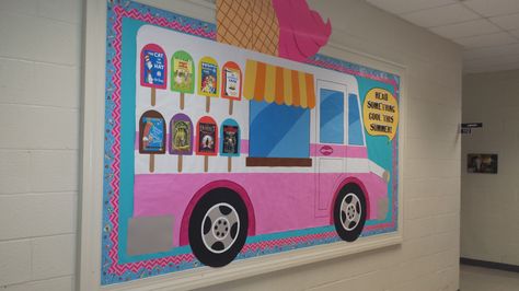 Ice Cream Truck Bulletin Board Candy Bulletin Board Ideas Sweets, Ice Cream Door Decoration, Ice Cream Classroom Door, Ice Cream Truck Bulletin Board, Ice Cream Bulletin Board Ideas, Ice Cream Bulletin Board, Ice Cream Classroom, Candy Theme Classroom, Welcome Bulletin Boards