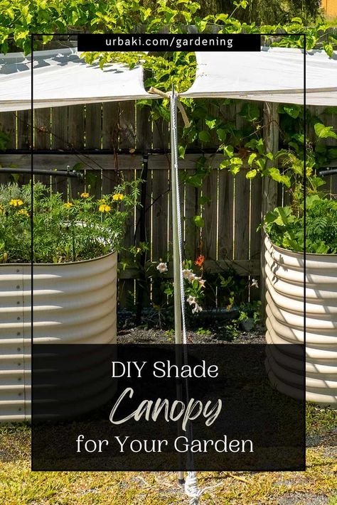 Garden Sun Shade Ideas Diy, Sun Shade For Garden, Garden Shade Cloth Ideas, Diy Shade Cloth For Plants, Diy Shade For Garden, Garden Shade Cover Diy, Diy Shade Canopy, Garden Shade Ideas, Shade For Plants