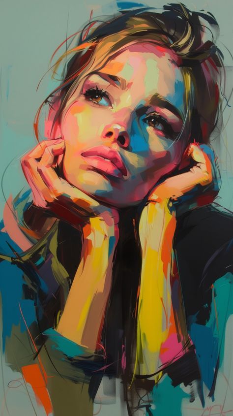 #BEAUTY, #RELATIONSHIPS #Fashion #Animals #Outfits #Winter Outfits #Animals Portrait Art Contemporary, Acrilic Paintings Portraits, Women Painting Acrylic, Portrait Painting Styles, Self Portrait Paintings, Gouache Painting Portrait, Colorful Portrait Painting, Magical Drawings, Acrylic Painting Portrait