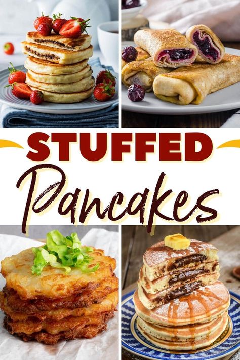 Sweet Pancake Fillings, Stuffed Pancakes Savoury, Pancake Sandwich Ideas, Savoury Pancakes Fillings, Stuffed Pancake Recipe, Pancake Fillings, Crepes Pancakes, Stuffed Pancakes, Gourmet Pancakes