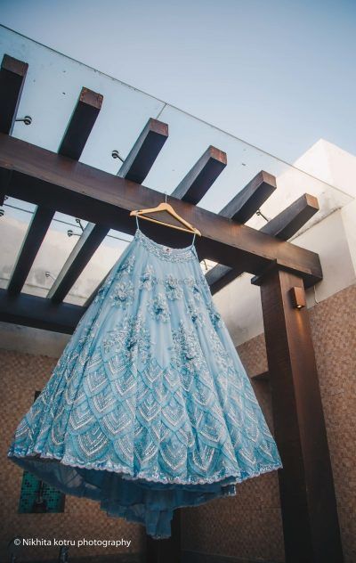 The Prettiest Pastel Colour Combos We Spotted in Lehengas! | WedMeGood Blue Engagement Lehenga, Engagement Lehenga, Lehenga Jewellery, Indian Outfits Lehenga, Wedding Lehenga Designs, Party Wear Lehenga Choli, Blue Lehenga, Red Lehenga, Embroidered Lehenga