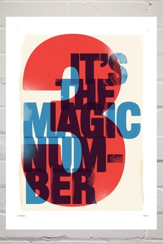 The Magic Number 3 Disruptive Design, Letterpress Design, East End Prints, Magic Number, Type Poster, Number Three, Typography Poster Design, Typographic Print, Typographic Poster