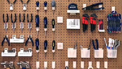 Pegboard 3D Print: 25 Useful Accessories & Hooks | All3DP 3d Printed Pegboard Accessories, 3d Printing Workspace, Pegboard Accessories, 3d Print Ideas, 3d Printed Objects, Peg Board, Print Ideas, Tape Measure, Organization Ideas