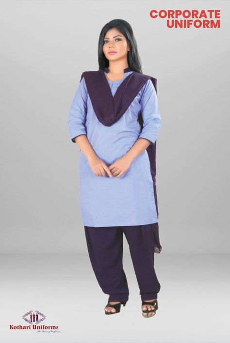 Office Uniform For Women, Ladies Uniform, Indian Formal Wear, Chudidhar Designs, Western Aesthetics, College Uniform, Company Uniform, Corporate Uniforms, Modern Kitchen Cabinet Design