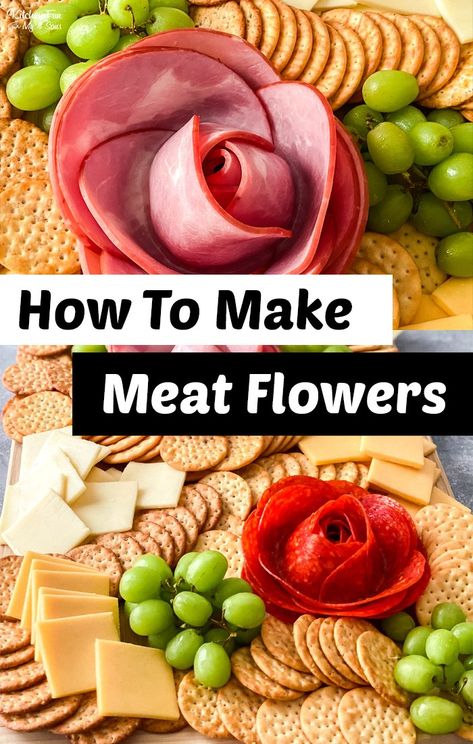 Meat And Cheese Charcuterie Board, Meat Flowers, Spring Charcuterie, Easter Charcuterie, Make A Charcuterie Board, Meat And Cheese Tray, Charcuterie Board Meats, Charcuterie Meats, Cheese Charcuterie Board