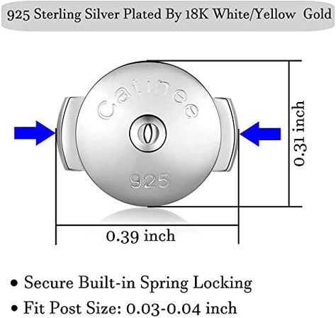 Amazon.com: 14k Plated White Gold Earring Backs for Studs,925-Sterling Silver Earring Backs Can Safely Locking Earring Backs for Studs Suitable for 0.032-0.04inch Earring Pillar with Card Slots（4pcs/2Pair） : Everything Else Man Jewellery, Jewelry Lock, Kinetic Jewelry, White Gold Earring, Lock Design, Jewelry Clasps, Jewelry Techniques, White Gold Earrings, Gold Earring