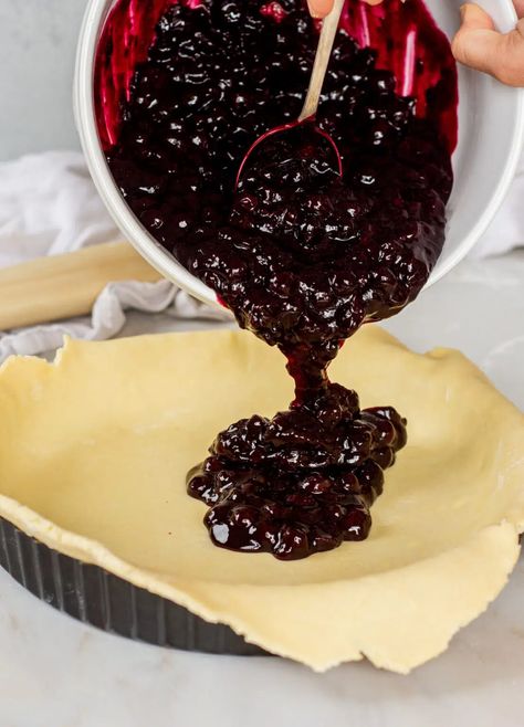 cooked blueberry pie filling Blueberry Pie With Frozen Blueberries, Easy Blueberry Pie Recipe, Frozen Blueberry Pie, Blueberry Pie Filling Recipes, Frozen Blueberry Recipes, Berry Pie Filling, Cherry Pie Filling Recipes, Easy Blueberry Pie, Berry Cobbler Recipes