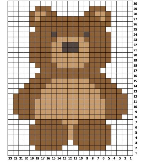 Quelques grilles c2c (suite) Grille Pixel Art, C2c Crochet, Pixel Art, Teddy Bear, Plaid, Knitting, Crochet, Animals, Croquis