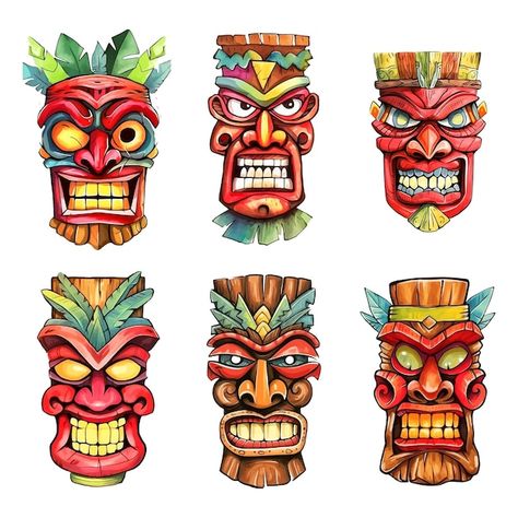 Tiki Skull, Totem Pole Tattoo, Pole Tattoo, Tiki Artwork, Mask Inspiration, Tiki Man, Tiki Totem, Tiki Art, Healing Codes