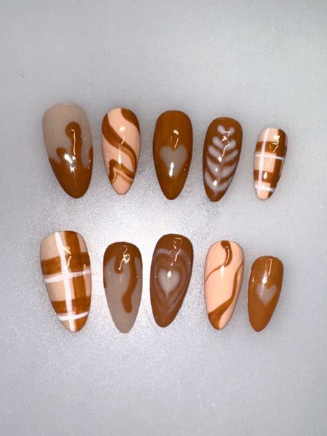 Latte Nail Art, Latte Nails, Anime Nails, Fall Nails, Nail Inspo, Nail Art, Nails, Anime, Art