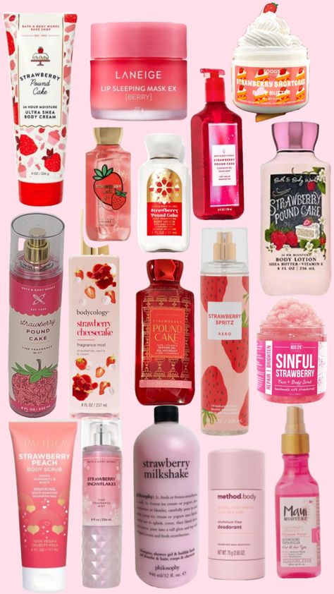 How To Smell Like Strawberries Cheap, Smell Good Combo Strawberry, Products To Smell Like Strawberry, Scent Combos Strawberry, Pov You Smell Like Strawberry, Beauty Routine Checklist, Skin Care Routine Order, Bath And Body Work, Facial Skin Care Routine