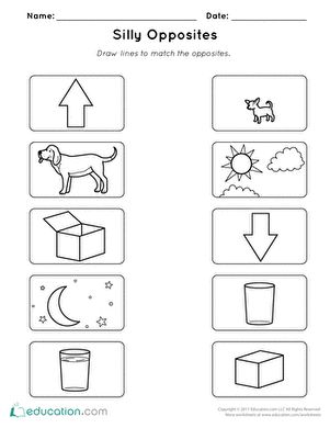 It’s a big dog and a small dog! Look at silly opposites in this illustrated matching worksheet. Perfect for kindergarteners and other young learners, this activity will have students identifying opposites in no time. They’ll also build their comfort with high frequency words as they look at each pair of matching pictures.#educationdotcom Opposites Matching Worksheet, Match The Opposites Worksheet, Opposites Activity Preschool, Opposites Worksheet Kindergarten, Opposite Worksheets Kindergarten, Word Opposites Worksheets, Opposites Theme Preschool, Opposite Worksheets Preschool, Opposite Words For Kids Project