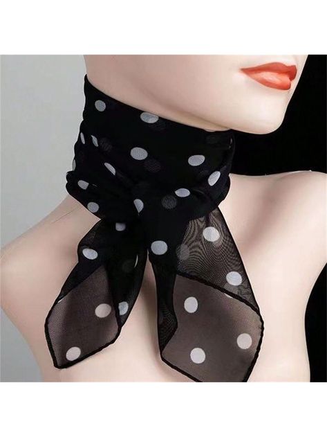 1pc 2023 New Arrival Ladies' Polka Dot Printed Small Square Scarf, Versatile Neck Wrap For Decoration And Protection In All Seasons | SHEIN USA Square Scarf Tying, Polka Dot Scarf, Masquerade Party, Summer Scarves, Chiffon Scarf, Scarf Tying, Head And Neck, Neck Wrap, Print Chiffon