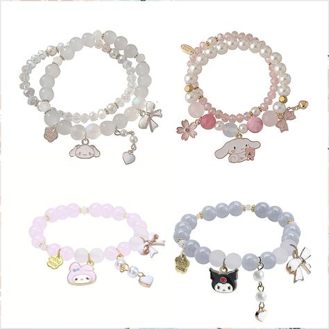 Kawaii Bracelets Set Crystal Beads Pearl Bracelets Cute Cartoon Elastic Beaded Bracelets for Girls Women Friendship Jewelry Sanrio Bracelet, Kawaii Bracelet, Bracelets Cute, Bracelets For Girls, Relationship Bracelets, Women Friendship, Elastic Bracelets, Friendship Jewelry, Bracelets Set