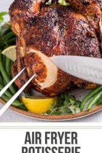 Juicy Whole Chicken, Air Fryer Rotisserie Chicken, Air Fryer Whole Chicken, Chicken In The Air Fryer, Rotisserie Chicken Recipe, Chicken Rotisserie, Goat Cheese Pasta, Easy Roast Chicken, Whole Chicken Recipes