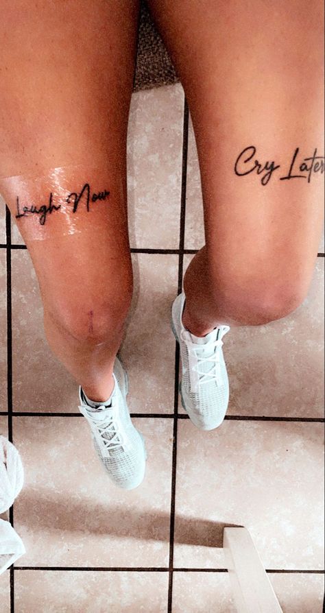 Small Tattoos Thigh Simple, Easy Thigh Tattoos For Women, Knee Tattoos Women Quotes, They Come They Go Tattoo Leg, Tattoo On The Knee Woman, Tattoo Ideas Above Knee Women, Small Leg Tattoos Women Above Knee, Upper Leg Tattoos For Women Thigh Tat Simple, Simple Above The Knee Tattoo