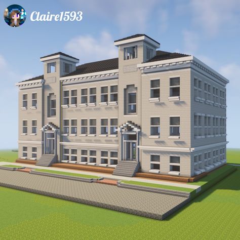 Mayor House Minecraft, Minecraft College Campus, Minecraft Highschool, Minecraft School Building, School In Minecraft, Office Minecraft, Minecraft Suburban House, Minecraft Palace, Minecraft School