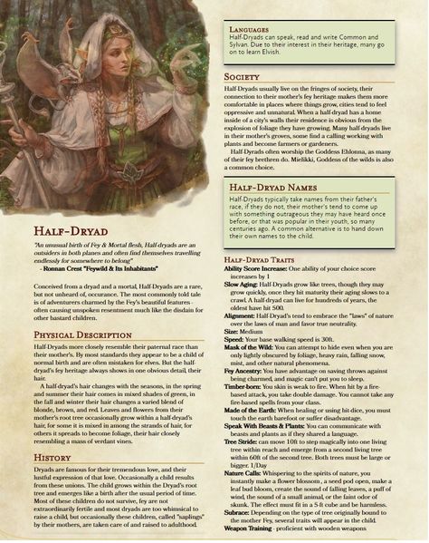 Half-Dryad inc. 6 variants [Race] [5e] - Album on Imgur Dnd Elves Races, Dryad Dnd 5e, D&d Dryad, Dnd 5e Homebrew Bard Subclasses, Fae Races Dnd, Dnd 5e Homebrew Playable Races, Half Dryad, 5e Homebrew Monster, Dnd Races Homebrew