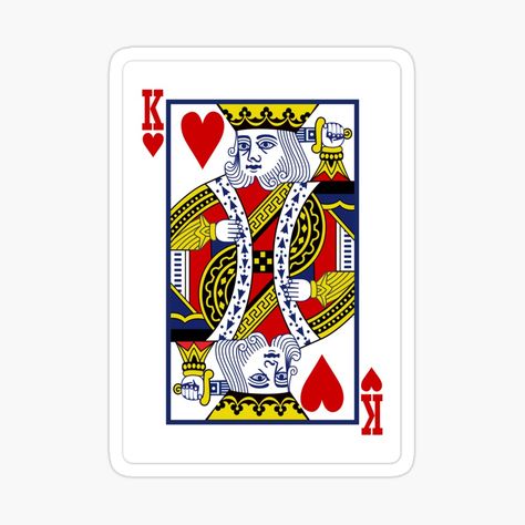 Get my art printed on awesome products. Support me at Redbubble #RBandME: https://www.redbubble.com/i/sticker/King-of-Hearts-playing-cards-by-PanosTsalig/52160859.EJUG5?asc=u King Of Hearts Card, Spanish Playing Cards, King Of Cups, King Card, Hearts Playing Cards, King Of Hearts, Some Games, Heart Stickers, Playing Card