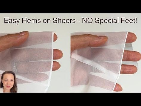 How to Sew a Very Narrow Rolled Hem on Sheer Fabric - 2 Methods How to hem lightweight fabric - YouTube Sewing A Narrow Hem On Sheer Fabric, How To Finish Tulle Edge, How To Sew Sheer Fabric, Hemming Sheer Fabric, How To Hem Sheer Fabric, How To Sew Chiffon Fabric, How To Sew Mesh Fabric, Sewing Sheer Fabric, Shear Curtains