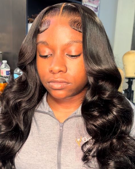 Closure sew in with beautiful luscious curls 🥺😍 #hairbytanky #nolahairstylist #closuresewin Sew In Closure Middle Part, Sew In Closure, Sew In With Closure, Closure Middle Part, Birthday Hair, Middle Part, Middle Parts, Sew In, Hair Stylist