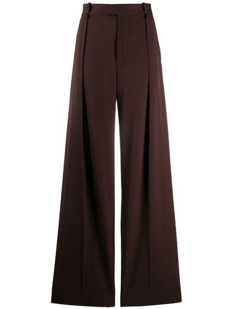 Shop brown Bottega Veneta wide-leg tailored trousers with Express Delivery - Farfetch Tailored Clothes, Trouser Design, Moda Vintage, Alternative Outfits, Tailored Trousers, Business Outfits, Comfortable Outfits, Bottega Veneta, Fashion Pants