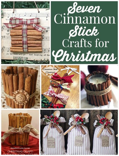 Seven Cinnamon Stick Crafts for Christmas Cinnamon Stick Crafts Christmas, Cinnamon Stick Crafts, Cinnamon Sticks Decor, Cinnamon Sticks Ornaments, Cinnamon Sticks Christmas, Cinnamon Stick Candle, Crafts For Christmas, Diy Cinnamon, Stick Crafts