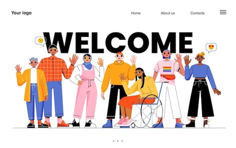 Waving Hand, Business Flats, People Group, Modern Skyscrapers, Inspo Art, Banner Web, Diverse Characters, Diverse People, Business Team