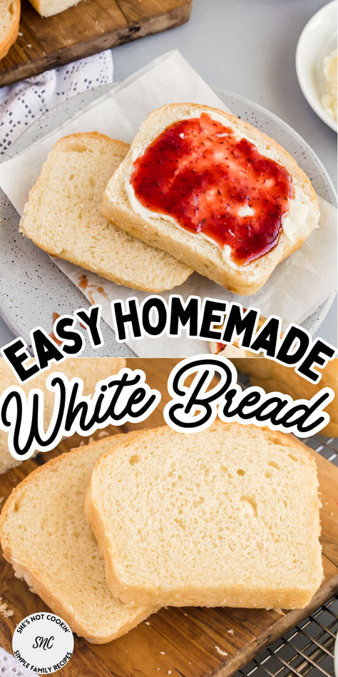 Homemade white bread on a plate. Easy Way To Make Bread, Easy Homemade White Bread, Easy Beginner Bread Recipes, Home Made Sandwich Bread Recipe, How To Make Sandwich Bread, Sandwich Bread Recipes Homemade, Easy Bread Recipes For Beginners Quick, White Bread Recipe Homemade, Easy Bread Recipes For Beginners