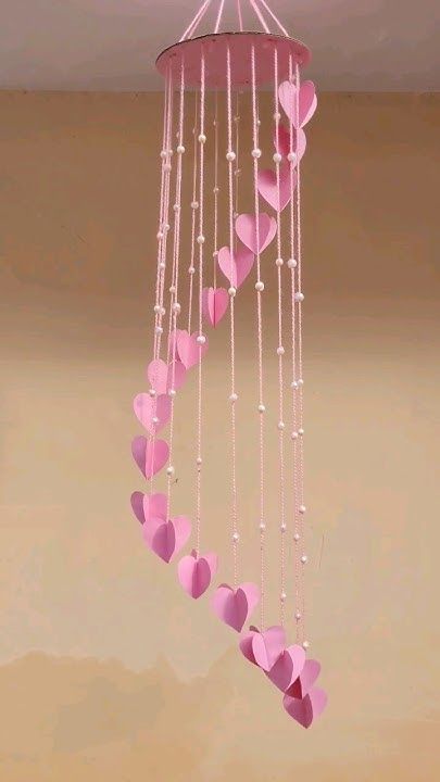 Paper Wind Chime, Handmade Windchimes, Wind Chimes Craft, Balloon Painting, Diy Wind Chimes, Diy Shorts, Paper Heart, Diy Book, Crafty Craft