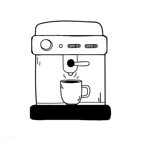 Espresso machine coffee shop icon vector | free image by rawpixel.com / filmful Espresso Machine Coffee Shop, Coffee Machine Drawing, Espresso Illustration, Coffee Shop Drawing, Coffee Machine Illustration, Coffee Shop Illustration, Coffee Drawings, Best Logo Maker, Coffee Doodle