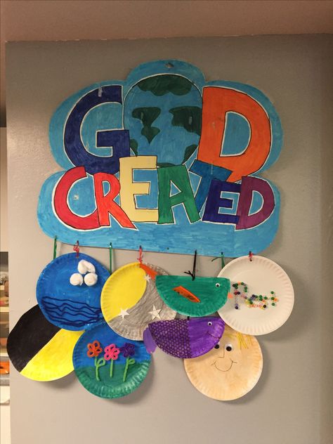 Creation Art Projects Bible, 1st Day Of Creation Craft, 7 Days Of Creation Craft Paper Plates, Creation Craft Preschoolers, God Made Day And Night Preschool Craft, 7 Days Creation Of God Craft, First Day Of Creation Craft, Creation Art For Kids, 7 Day Creation Craft