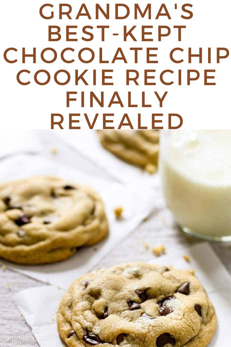 Grandma's Best-Kept Chocolate Chip Cookie Recipe Finally Revealed Grandmas Cookies Recipes, Grandma Chocolate Chip Cookies, Grandmas Chocolate Chip Cookies, Recipe Chocolate Chip Cookies, Homemade Chocolate Chip Cookies Recipe, Soft Chewy Chocolate Chip Cookies, Chocolate Chip Cookie Recipes, Best Chocolate Chip Cookie Recipe, Chewy Chocolate Chip Cookies Recipe