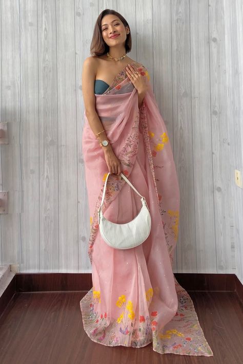 Floral organza saree