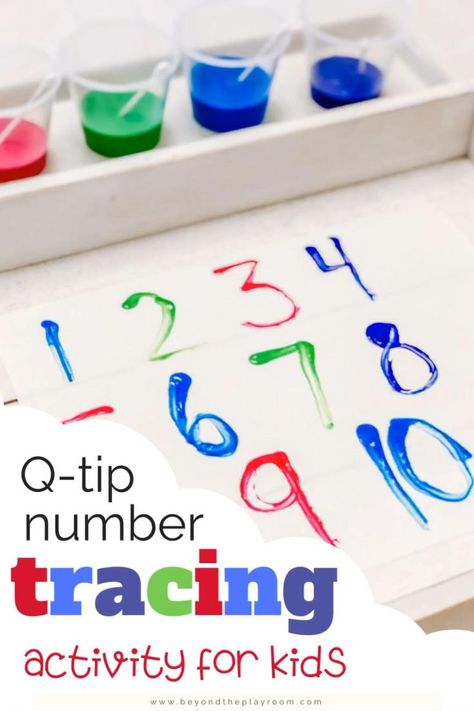 Q-tip Number Tracing is a simple writing activity for kids. This fun tracing activity strengthens fine motor skills and number recognition. Number Writing Activities, Early Childhood Education Activities, Tracing Activity, Hand Strengthening, Number Writing, Preschool Fine Motor Activities, Activity For Preschoolers, Kids Activities At Home, Math Activities For Kids